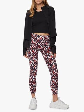 Sweaty Betty Power 7/8 leggings red retro geometric print bum-sculpting seams M